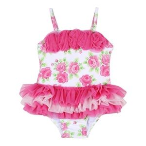 | little me | Baby Girls Pink Floral Tutu Swimsuit 12M